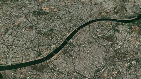 Satellite Ahmedabad map background loop. Spinning around India city air foo.. Stock Footage 260353517