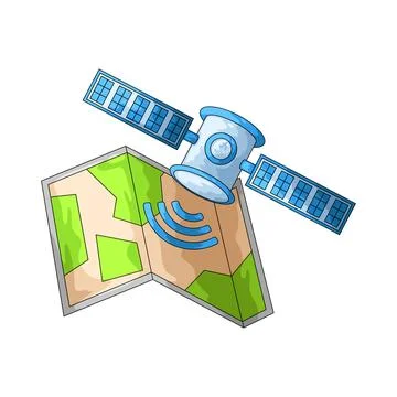 Satellite and map illustration Stock Illustration