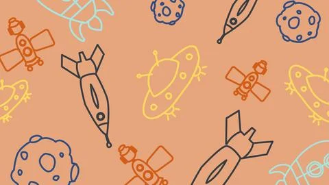 Satellite and rocket launch background Stock Illustration
