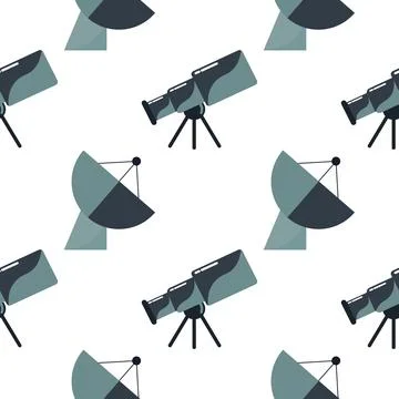 Satellite and telescope seamless pattern Stock Illustration