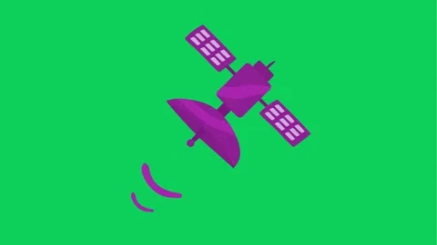 Satellite animation on green screen background Stock Footage 299927317