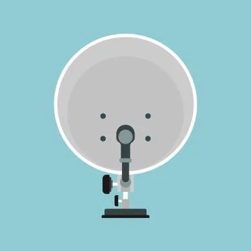 Satellite antenna back view vector flat icon radio. Wireless dish radar netwo Stock-Illustration