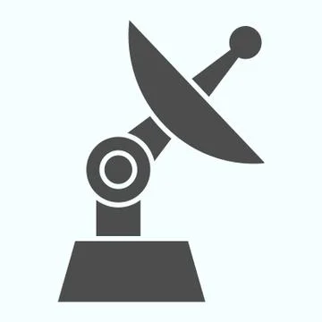 Satellite antenna solid icon. Space communication dish system broadcasting Ilustración de archivo