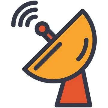 Satellite antenna telecom tower flat vector icon Stock Illustration