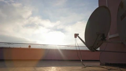 Satellite antenna timelapse cloudy 4K Video stock 113975634