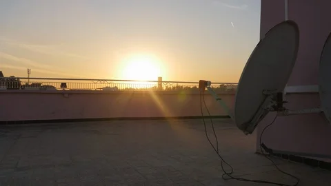 Satellite antenna timelapse cloudy 4K Stock Footage 113975684
