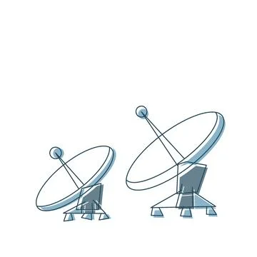 Satellite antennas network illustration  库存插图