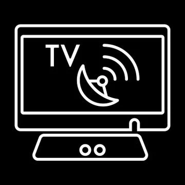 Satellite application. Vector icon on black background. 스톡 일러스트