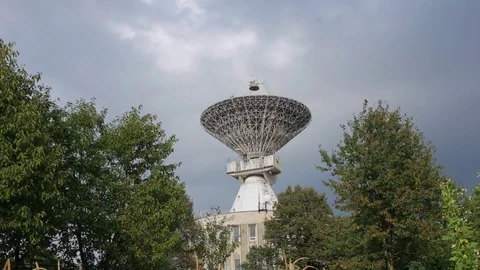 Satellite array at the Center of the Space Communication Stock Footage 82284685