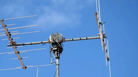 Satellite Array in north Italy, a satellite turns slowly towards the camera Stock Footage 90318159