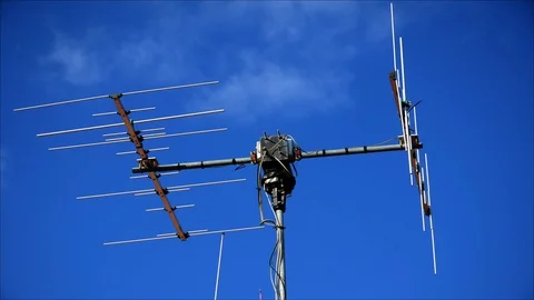 Satellite Array in north Italy, a satellite turns slowly towards the camera Stock Footage 90318326