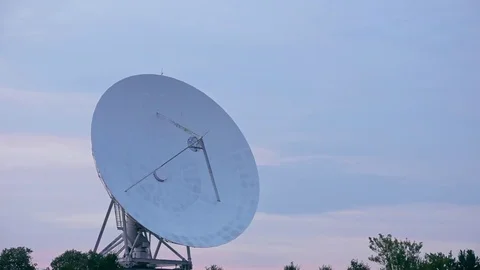 Satellite array with sunset Stock Footage 82118333