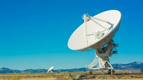 Satellite Array Turns Slowly Towards Stock Footage 60217089