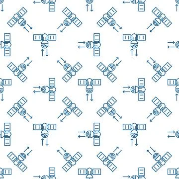 Satellite with Arrows vector concept line seamless pattern イラスト素材