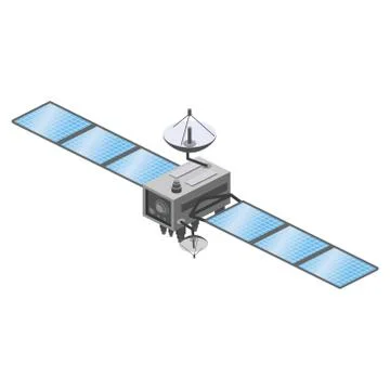 Satellite artificial communication wireless technology GPS . Spacecraft with Stock Illustration