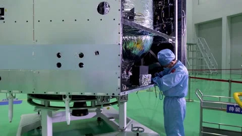 Satellite assembly workshop Stock Footage 234494116