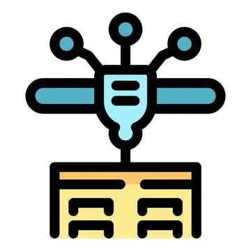 Satellite broadcasting data to ground station icon Stock Illustration