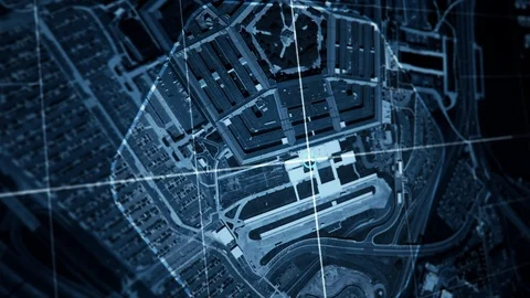 Satellite Camera is Scanning the Map of USA, Location Found, Pentagon Stock Footage 120064076