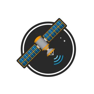 Satellite color vector logo Illustrazione stock