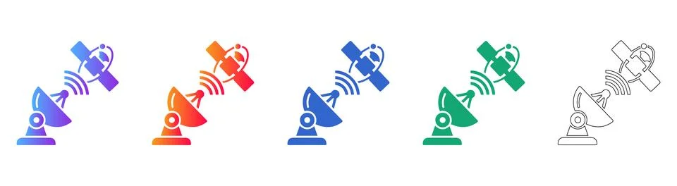 Satellite Communication and Data Link Icons 스톡 일러스트