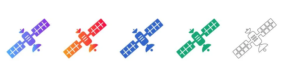 Satellite Communication and Space Technology Icons Stock Illustration