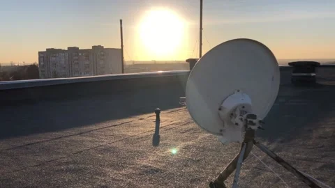 Satellite Communication Dish. Wireless Internet, Wireless Data Transfer. Sp.. Stock Footage 225033302