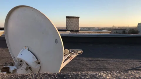 Satellite Communication Dish. Wireless Internet, Wireless Data Transfer. Sp.. Stock Footage 225033317