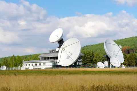 Satellite communication in the field Stock Photos