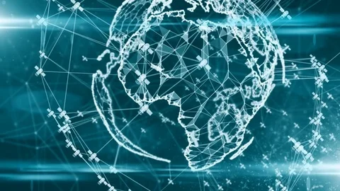 Satellite communication global data relay telecommunications data network  Stock Footage 80296195