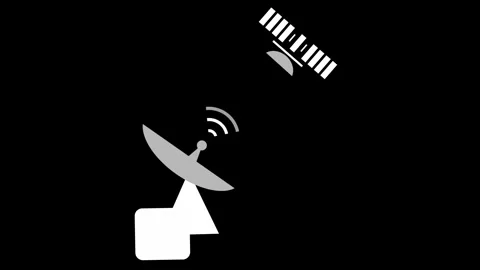 Satellite Communication Icon with Ground Dish Antenna Animation Vídeo Stock 335119065