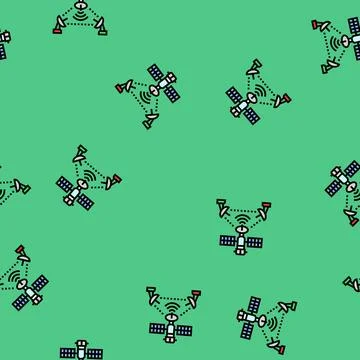 Satellite communication industry vector seamless pattern イラスト素材