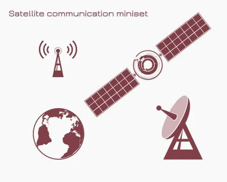 Satellite communication miniset Stock Illustration