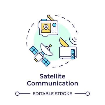 Satellite communication multi color concept icon Stock Illustration