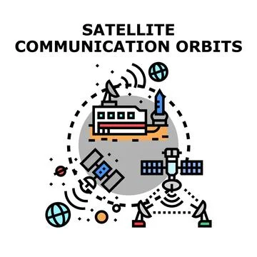 Satellite communication orbits concept connecting global network Stock Illustration