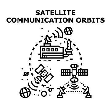 Satellite communication orbits concept connecting global network Stock Illustration
