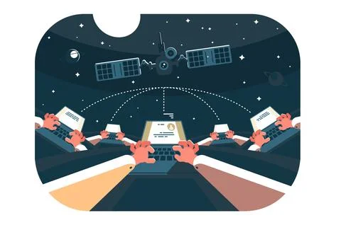 Satellite Communication in Space Stock Illustration