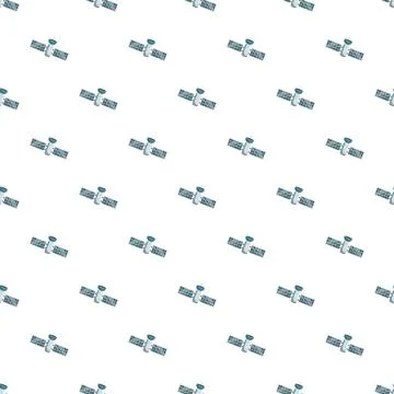 Satellite communication technology repeating pattern on white background Stock Illustration