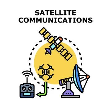 Satellite communications concept with drone and remote Stock Illustration