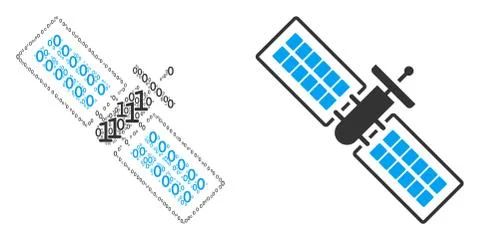 Satellite Composition of Binary Digits Illustrazione stock