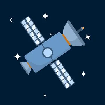 Satellite Concept in Space. space objects, satellites circling the earth. Illustrazione stock