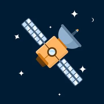 Satellite Concept in Space. space objects, satellites circling the earth. Stock Illustration