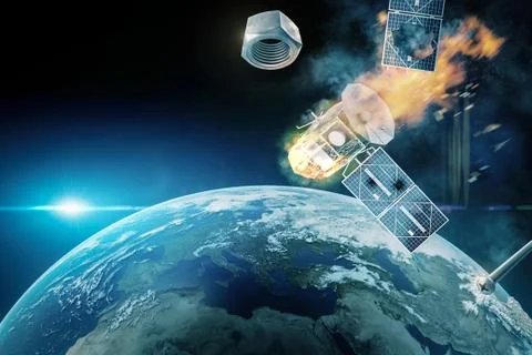 Satellite conflict Stock Illustration