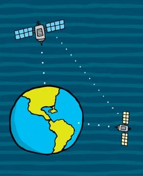 Satellite connecting earth Stock Illustration