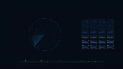 Satellite Constellation Orbital Matrix HUD Screen Loop Stock Footage 345339150