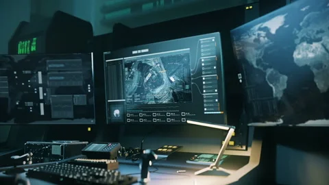 Satellite Control Program Analyzing Ship At Harbor For Secret Agency Mission 스톡 동영상 230037648