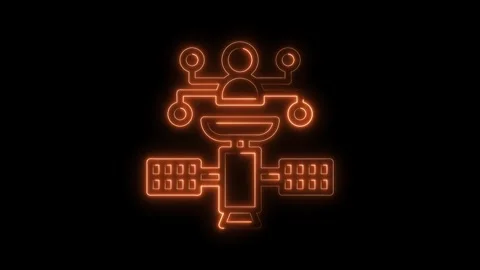Satellite data network communication global connectivity neon glowing orange Stock Footage 322970216