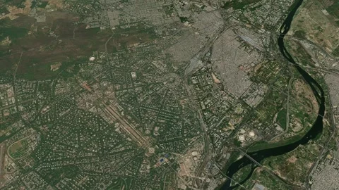 Satellite Delhi map background loop. Spinning around India city air footage.. Stock Footage 242880832