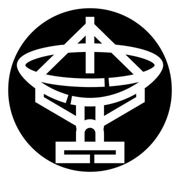 Satellite dish abstract icon transmitting global communication signal Stock Illustration