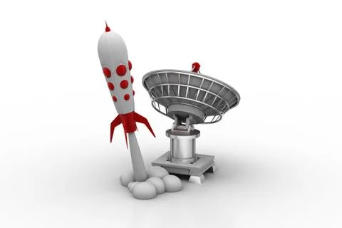 Satellite dish and rocket Free Stock Illustration