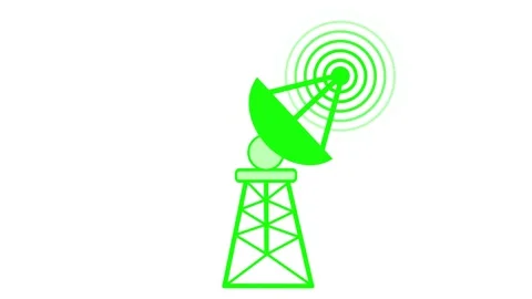 Satellite Dish Animation on Tower Network Wave Signal Video stock 318108459